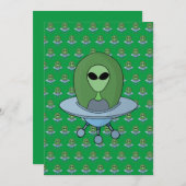 Alien in zijn kleine ruimteschip bedankkaart (Voorkant / Achterkant)