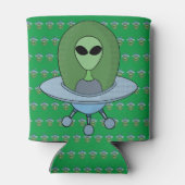 Alien in zijn kleine ruimteschip blikjeskoeler (Achterkant)