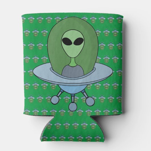 Alien in zijn kleine ruimteschip blikjeskoeler (Achterkant)