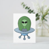 Alien in zijn kleine ruimteschip briefkaart (Staand voorkant)