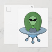 Alien in zijn kleine ruimteschip briefkaart (Voorkant / Achterkant)