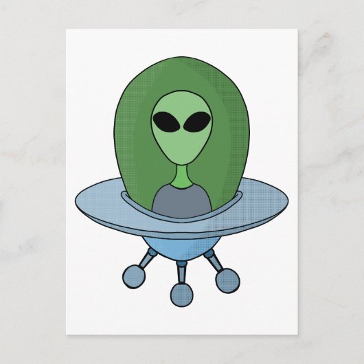 Alien in zijn kleine ruimteschip briefkaart (Voorkant)