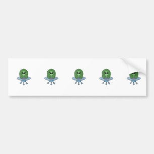 Alien in zijn kleine ruimteschip bumpersticker