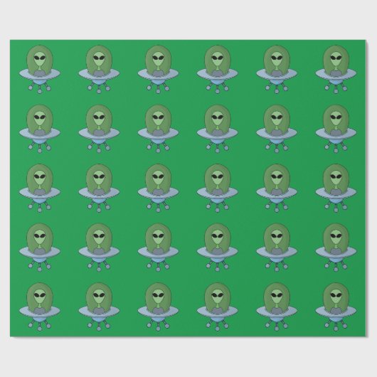 Alien in zijn kleine ruimteschip cadeaupapier (Vlak)