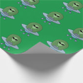 Alien in zijn kleine ruimteschip cadeaupapier (Hoek)