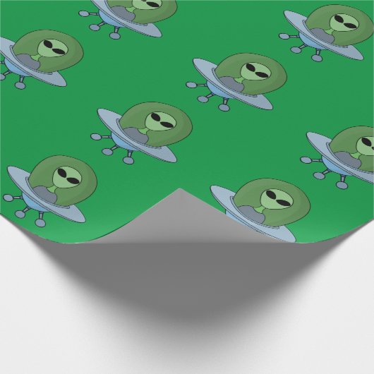 Alien in zijn kleine ruimteschip cadeaupapier (Hoek)