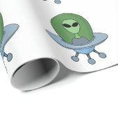 Alien in zijn kleine ruimteschip cadeaupapier (Rol Hoek)