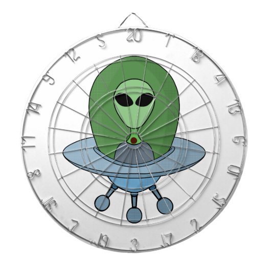 Alien in zijn kleine ruimteschip dartbord (Voorkant)
