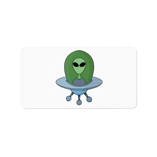 Alien in zijn kleine ruimteschip etiket (Voorkant)