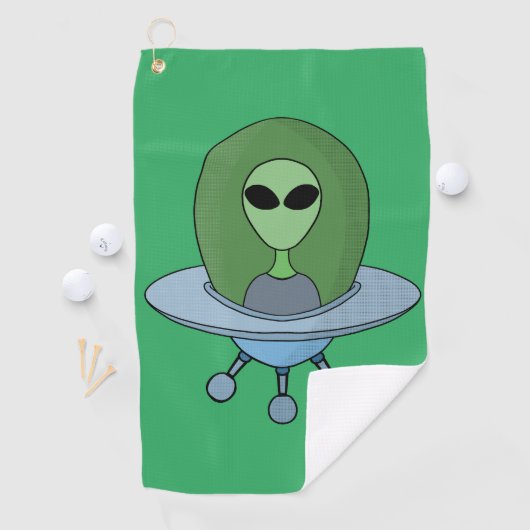 Alien in zijn kleine ruimteschip golfhanddoek (Insitu)