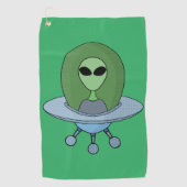 Alien in zijn kleine ruimteschip golfhanddoek (Voorkant)