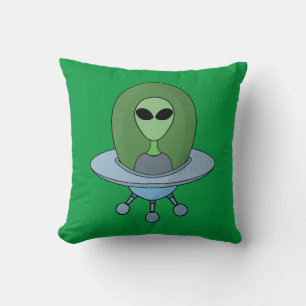 Alien in zijn kleine ruimteschip kussen