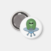Alien in zijn kleine ruimteschip magneet (Voorkant / Achterkant)