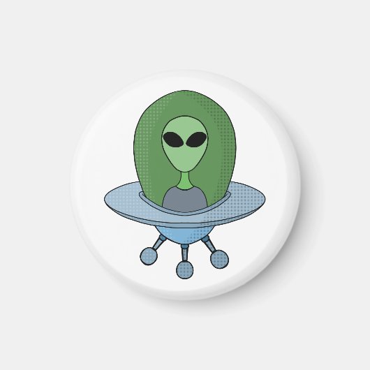 Alien in zijn kleine ruimteschip magneet (Voorkant)