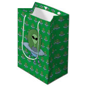 Alien in zijn kleine ruimteschip medium cadeauzakje (Voorkant Gekanteld)