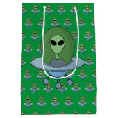 Alien in zijn kleine ruimteschip medium cadeauzakje (Achterkant)