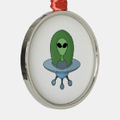Alien in zijn kleine ruimteschip metalen ornament (Rechts)