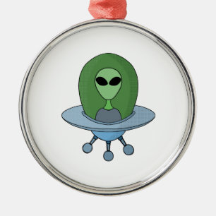 Alien in zijn kleine ruimteschip metalen ornament