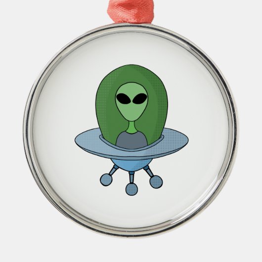 Alien in zijn kleine ruimteschip metalen ornament (Voorkant)