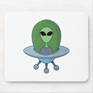 Alien in zijn kleine ruimteschip muismat