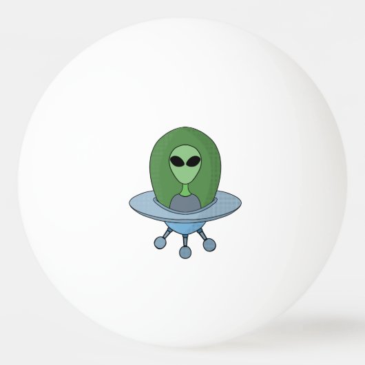 Alien in zijn kleine ruimteschip pingpongbal (Voorkant)