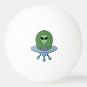 Alien in zijn kleine ruimteschip pingpongbal (Achterkant)