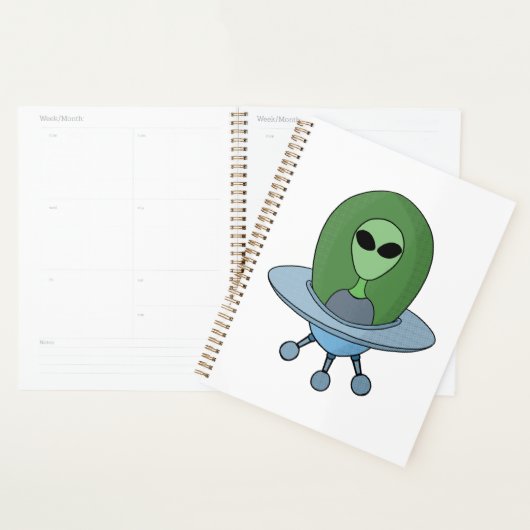 Alien in zijn kleine ruimteschip planner (Display)