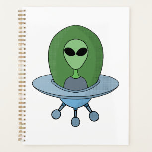Alien in zijn kleine ruimteschip planner