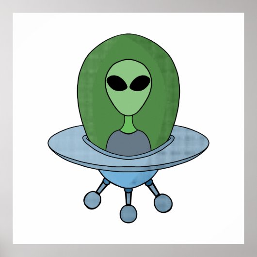 Alien in zijn kleine ruimteschip poster (Voorkant)