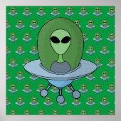 Alien in zijn kleine ruimteschip poster (Voorkant)