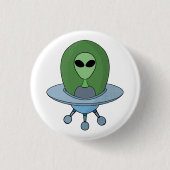 Alien in zijn kleine ruimteschip ronde button 3,2 cm (Voorkant)