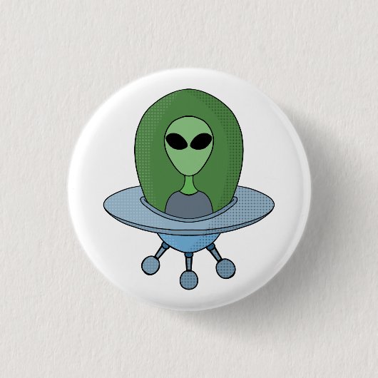 Alien in zijn kleine ruimteschip ronde button 3,2 cm (Voorkant)