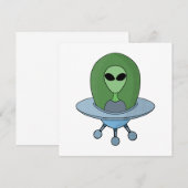 Alien in zijn kleine ruimteschip save the date (Voorkant / Achterkant)
