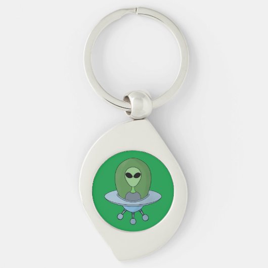 Alien in zijn kleine ruimteschip sleutelhanger (Voorkant)