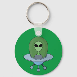 Alien in zijn kleine ruimteschip sleutelhanger
