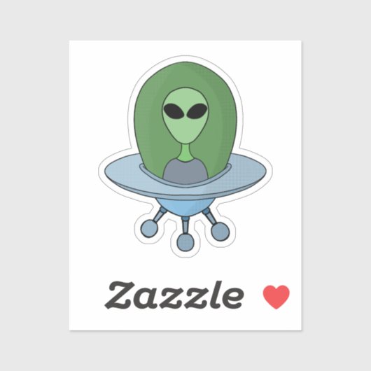 Alien in zijn kleine ruimteschip sticker (Vel)