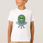 Alien in zijn kleine ruimteschip t-shirt (Voorkant)