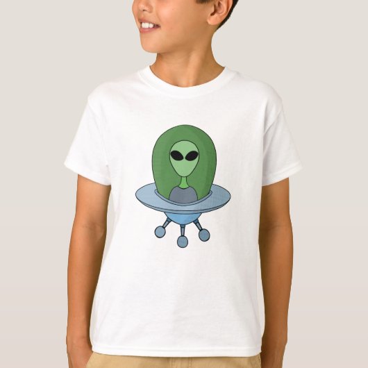 Alien in zijn kleine ruimteschip t-shirt (Voorkant)
