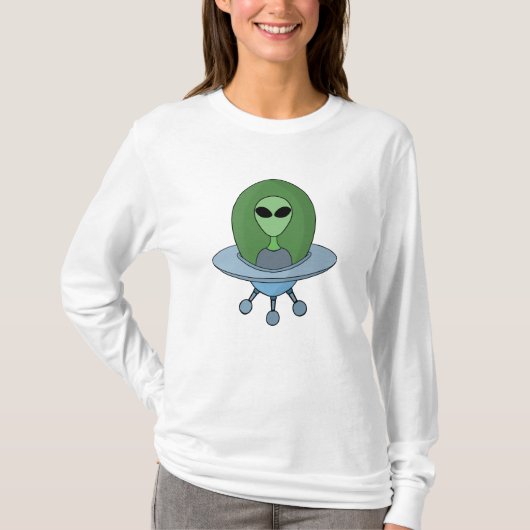 Alien in zijn kleine ruimteschip t-shirt (Voorkant)