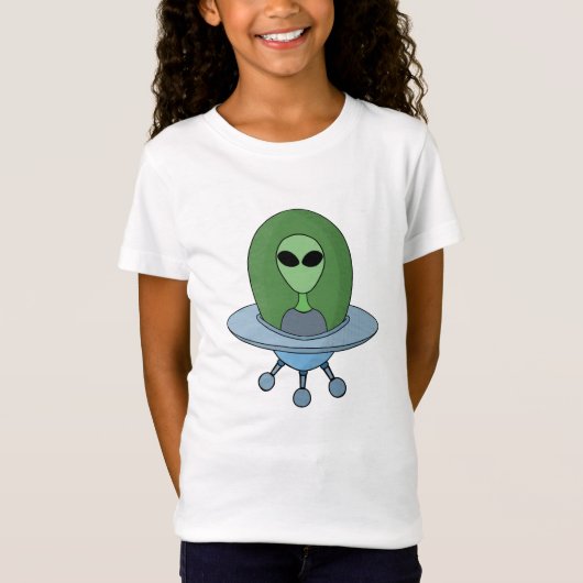 Alien in zijn kleine ruimteschip t-shirt (Voorkant)