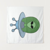 Alien in zijn kleine ruimteschip wandkleed (Voorkant (horizontaal))