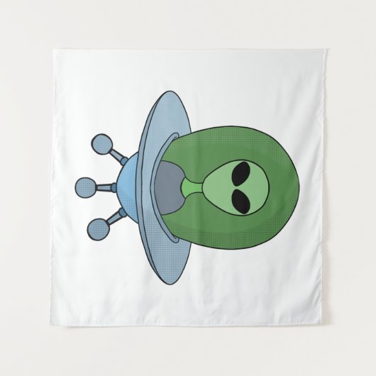 Alien in zijn kleine ruimteschip wandkleed (Voorkant (horizontaal))