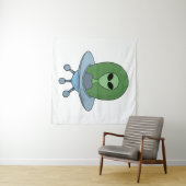 Alien in zijn kleine ruimteschip wandkleed (In Situ (horizontaal))