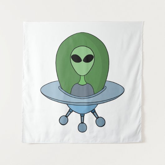 Alien in zijn kleine ruimteschip wandkleed (Voorkant)