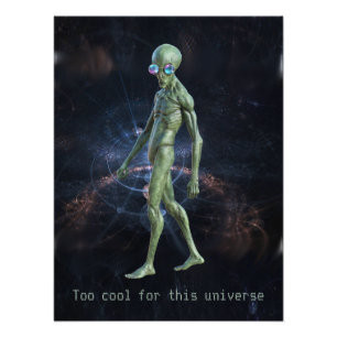 Alien in zonnebril foto afdruk