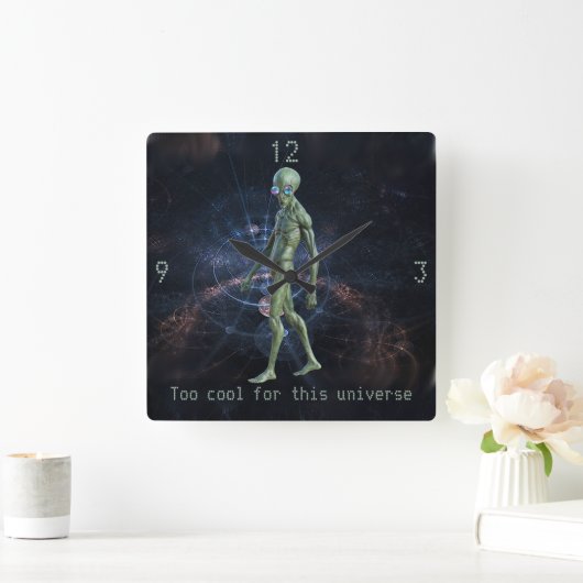 Alien in zonnebril vierkante klok (Huis)
