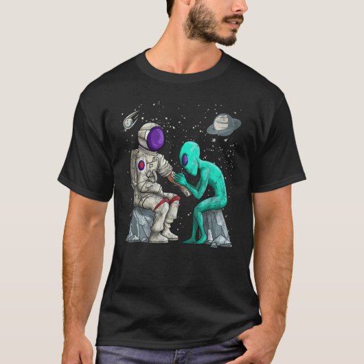 Alien Inking Astronaut Tattoo Grunge Tatto T-shirt (Voorkant)