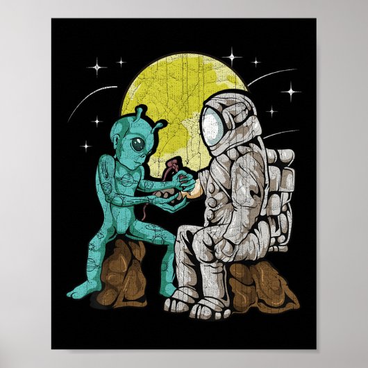 Alien Inking Astronaut Tattoo Vintage Tattoo Artis Poster (Voorkant)