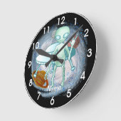 Alien Invader Clock Ronde Klok (Hoek)