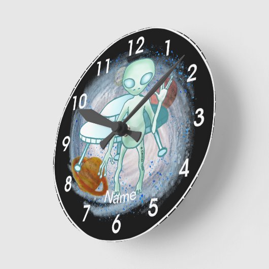 Alien Invader Clock Ronde Klok (Hoek)